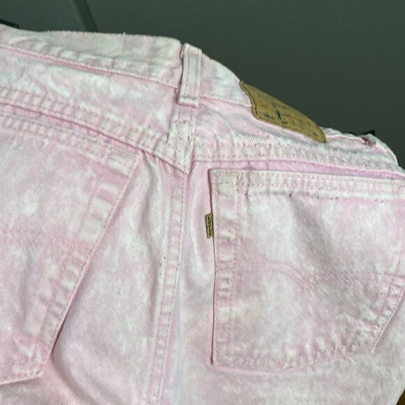 90s Pink Acid Wash Levi's High Waist 573s Pinup Jeans Relaxed Fit Tapered Leg - Picture 15 of 16